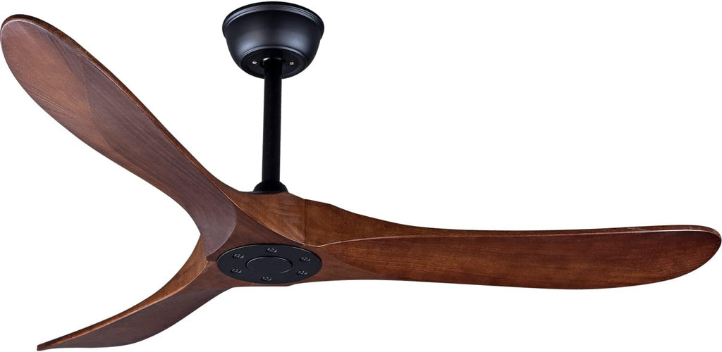 Bigzone 52' Outdoor/Indoor Ceiling Fans Without Lights, Energy Efficient DC Motor, 3 Balsa Wood Blades Ceiling Fan, Wood Ceiling Fan With Remote Control