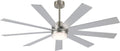 LEDLUX 64' Ceiling Fan with Light Silver, 6-Speed Remote Control, Reversible DC Motor, Modern 9 Blades with 4.5'/12' Downrods for Home or Commercial, Living Room/Restaurant