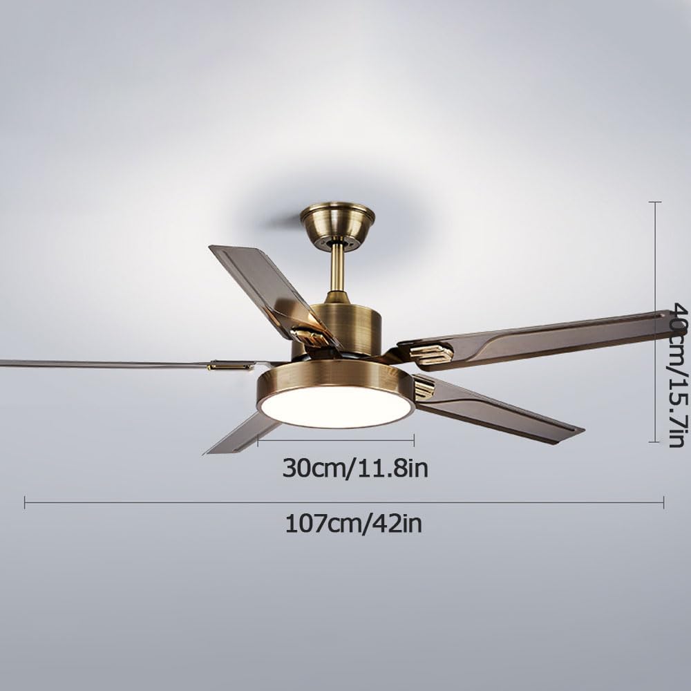 42 Inch Modern Ceiling Fan with Lights Frequency Conversion Remote Ceiling Fan Light 6 Speed 3 Color Bedroom Ceiling Fan Outdoor Ceiling Fans for Patios with Light