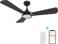 SMAAIR Smart WIFI Ceiling Fans with Dimmable LED Lights and Remote, Compatible with Alexa/Google Home/Siri/APP, 56 inch Outdoor DC Fans with 10 Speeds, Timer/Schedule (Dark Walnut)