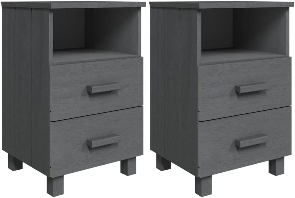 2 pcs Bedside Cabinet with Two Drawers and an Open Compartment, 24.4' Tall Bedside Table Wooden Cabinet for Home, Office, 15.7'x13.8'x24.4',-954