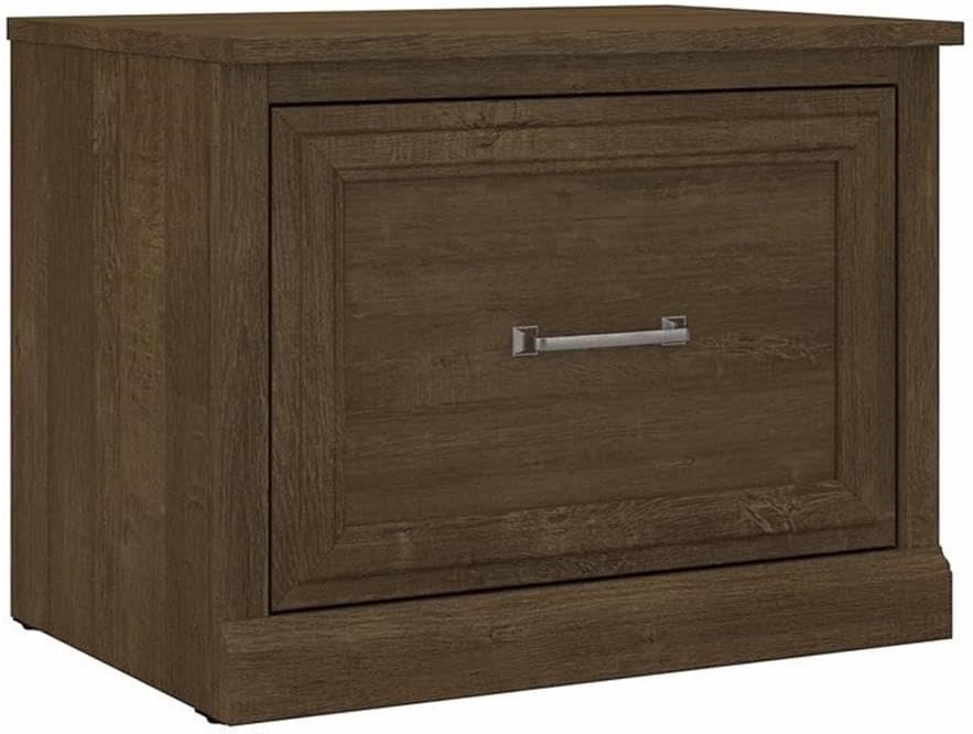Bush Furniture Woodland 24W Small Shoe Bench with Drawer in Ash Brown | Narrow Footwear Organizer for Home Entryway, Mudroom, and Foyer