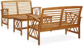 3 Piece Patio Furniture Sofa Seat Set, Outdoor Solid Acacia Wood Patio Conversation Table Chair Set for Garden, Backyard, Poolside,-522