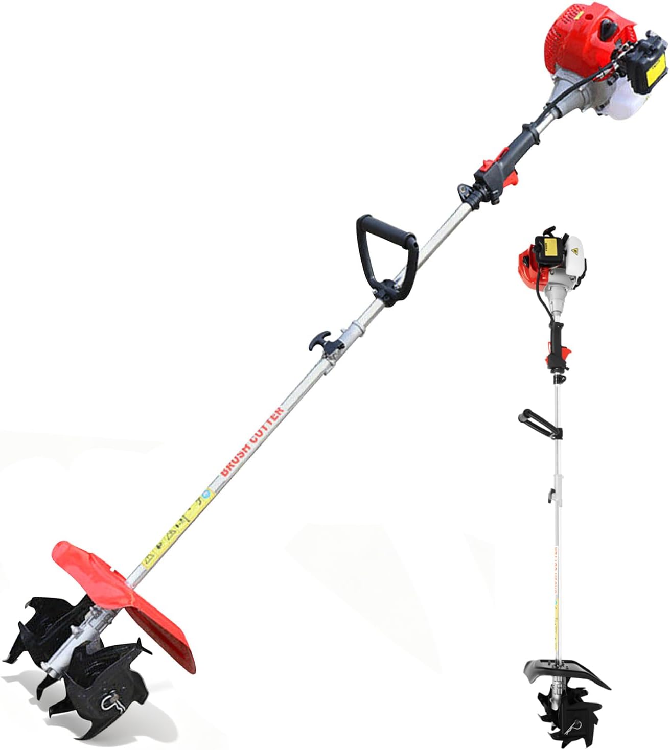 51.7cc Gas Powered Tiller Cultivator, Light Weight Handheld Outdoor Power Tools Cordless Garden Tiller Cultivator Kit 9.8' Width 3.5' Depth for Lawn/Gardening/Soil Cultivation