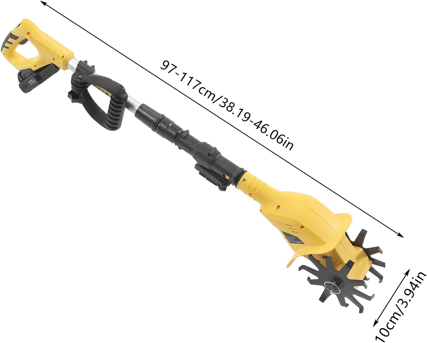 20V 250RPM Electric Tiller, 3.9inch Wide Battery Powered Garden Cultivator, Cordless Tiller Cultivator, Extendable Pole for Lawn,Yard,Soil Cultivation