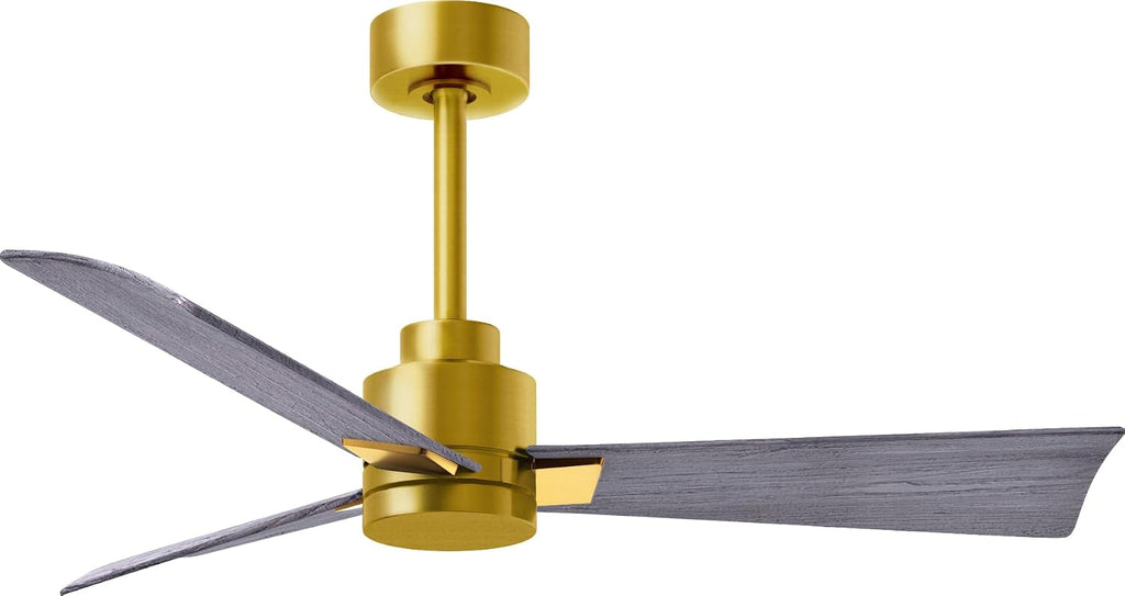 Matthews AK-BRBR-BW-42 Alessandra Wet Rated 42' Outdoor Ceiling Fan without Light, Remote Included, Silent DC Motor, Brushed Brass with Barn Wood Tone