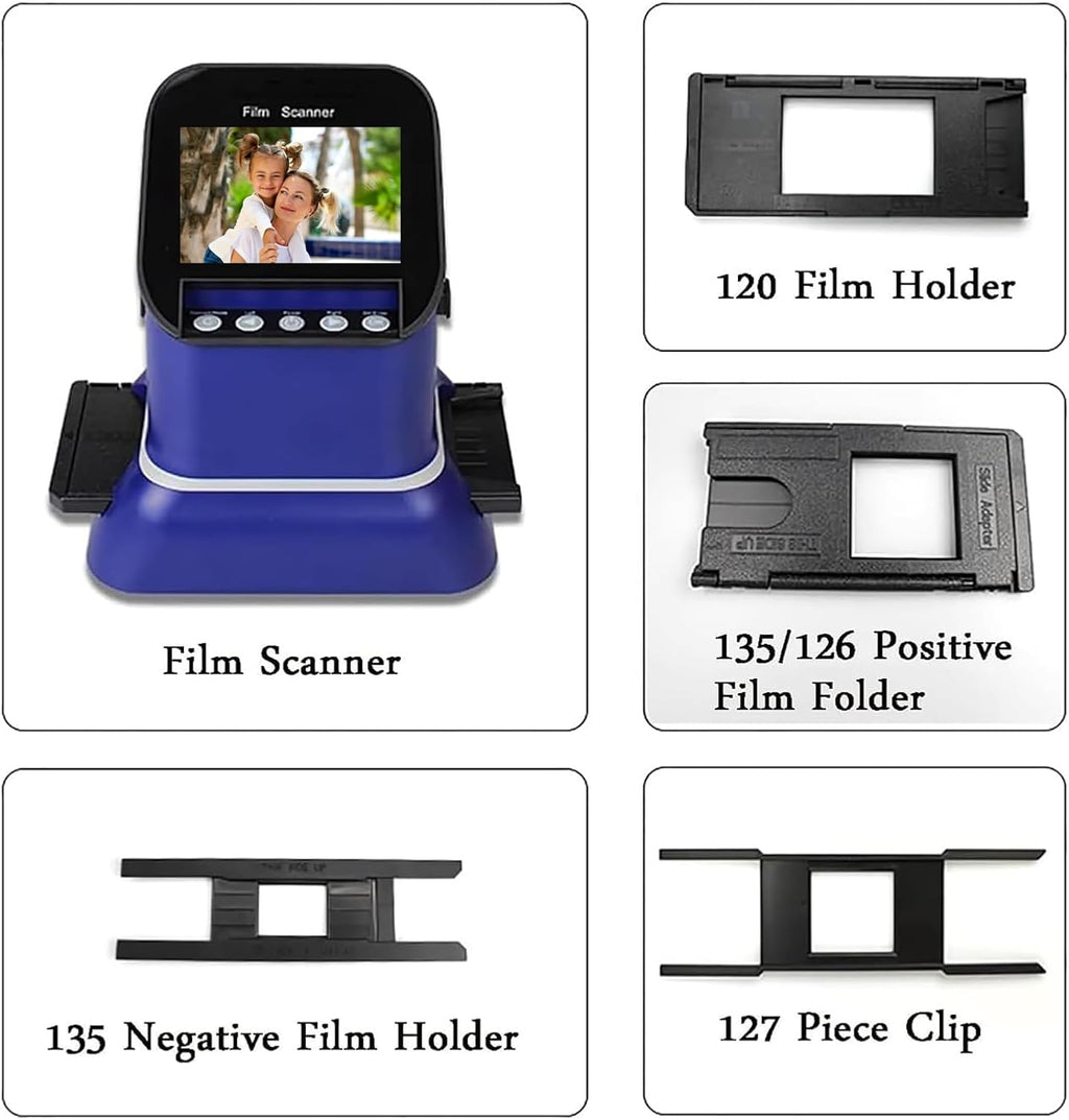 Digital Film Scanner, Negative Scanner, Digital Film Scanner with LCD Display, Compact Slide Scanner, Convert Negatives and Slides 35mm, 135, 126, 127 to Digital JPEG, Quick Scanning, You Can Now Sa