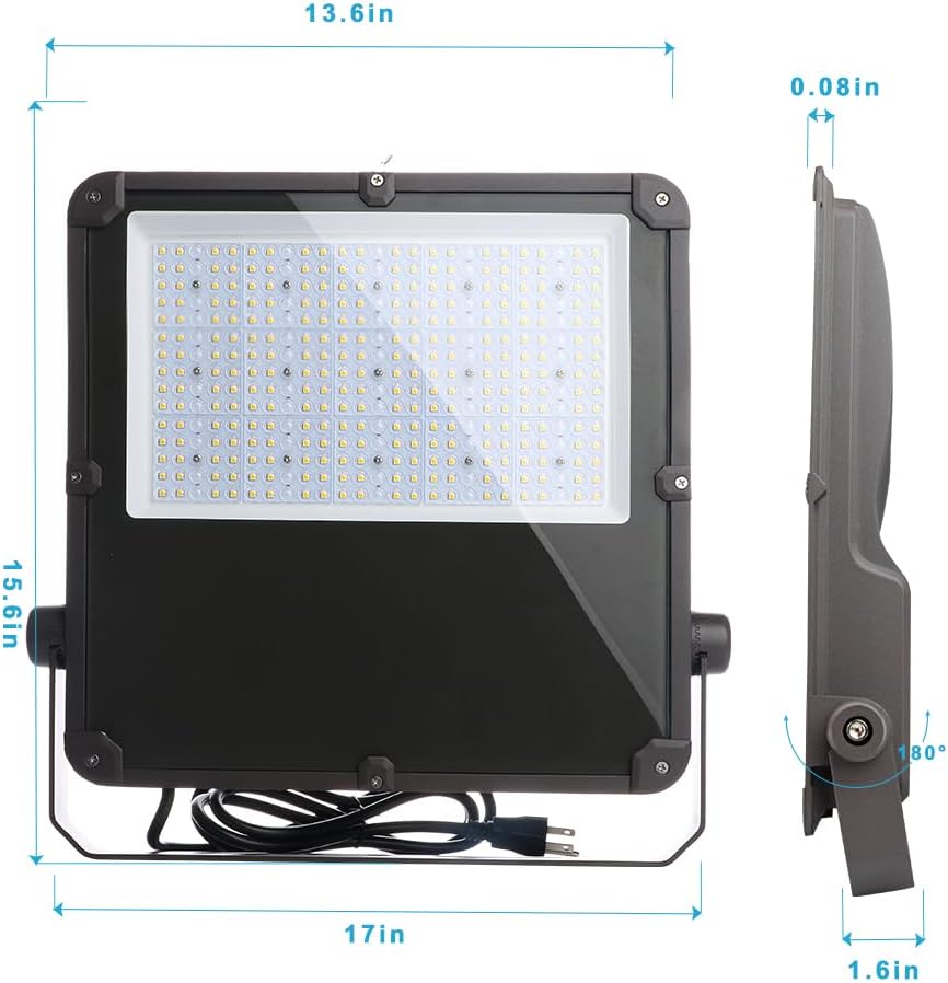 Lightdot 300W Outdoor Flood Lights AC100-277V LED Stadium Lights 45000Lm (1200W Eqv.) LED Flood Lights with Photocell, IP65 Waterproof Area Lighting for Backyard/Stadium-4Pack 5Yrs Warranty