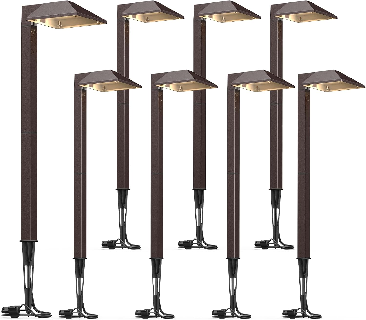 GOODSMANN Low Voltage Landscape Path Lights 8PK Kit 0.6W LED Sidewalk Landscape Lighting 22 Lumen Outdoor Electric Walkway & Pathway Lights Wired Bronze Finish 3100K Warm White with Cable Connectors