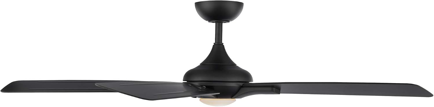 Modern Forms Mykonos Indoor and Outdoor 5-Blade Smart Ceiling Fan 60in Matte Black with 2700K LED Light Kit and Remote Control (FR-W2008-60L-27-MB)