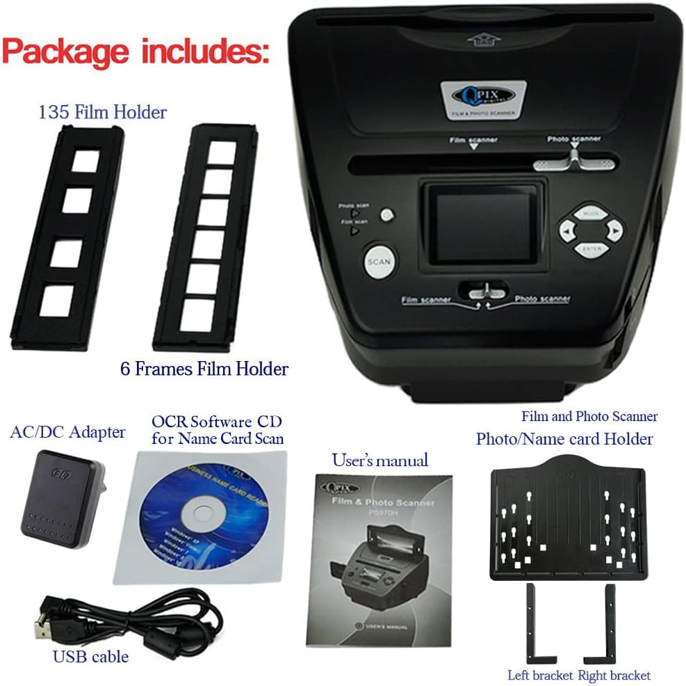 Film and Slide Scanner Digital FilmDigital Photo 16MP Film Scanner 4 in 1 Converts 35mm 135 Slides & Negatives for Saving to Files
