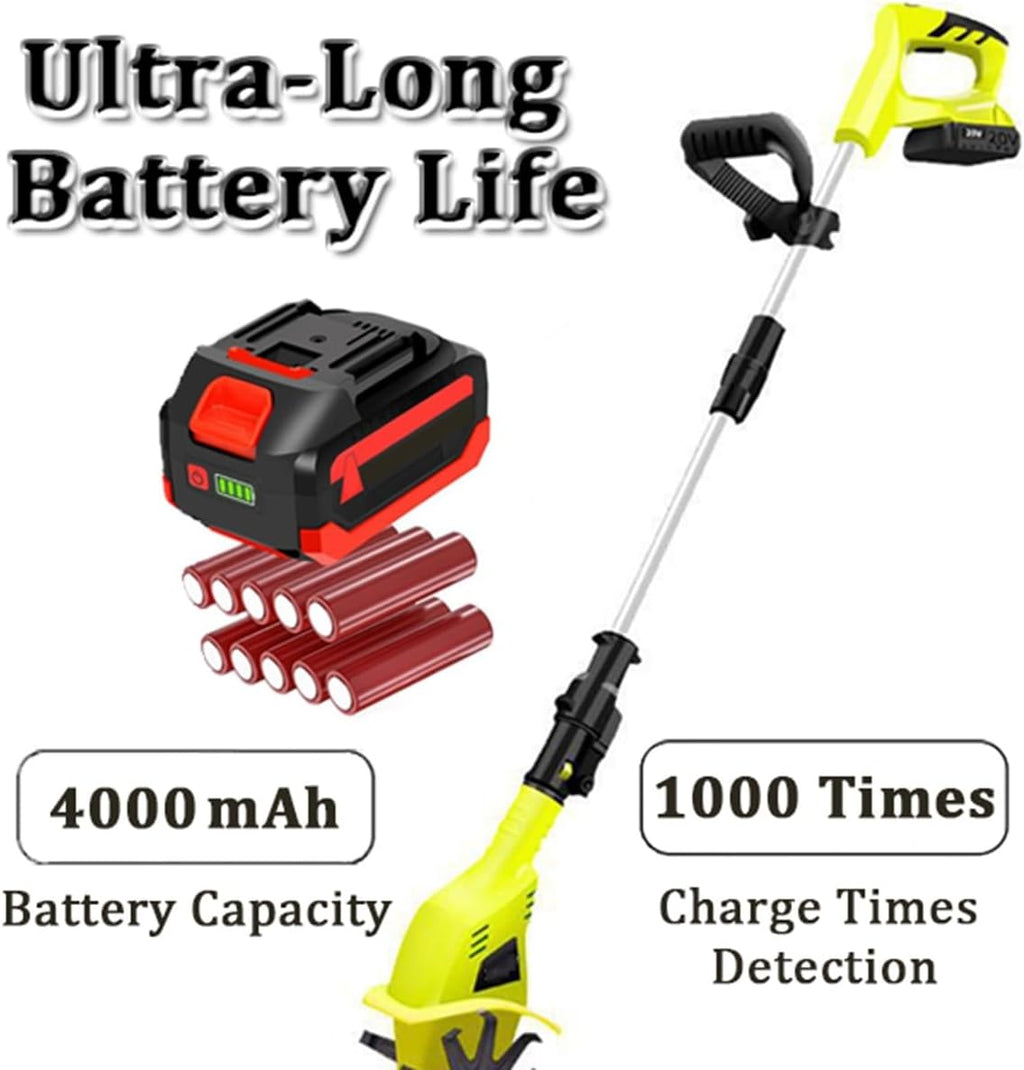 Electric Garden Tiller, Cordless Cultivator, Rotovator and Rototiller with 2×4000 mAh Lithium Battery for Lawn,Gardening,Soil Cultivation (B)