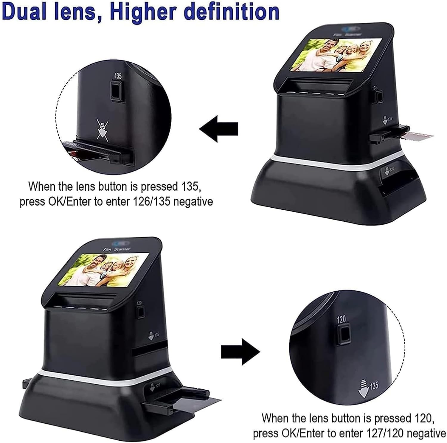 Film and Slide Scanner, 135 Negative Scanner, 35mm, 135, 126, 127 Negative and Slide to Digital JPEG, 4.3' LCD Digital Photo Converter