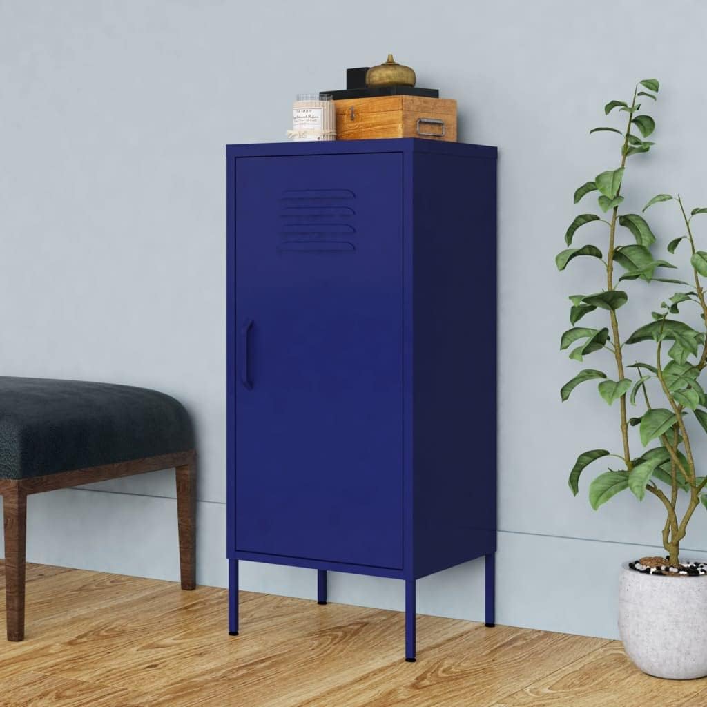 Modern Side Storage Cabinet with Shelf, Steel Storage Cabinet for Home, Office, 16.7'x13.8'x40', Navy Blue,-455