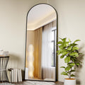 Koonmi Arched Full Length Mirror, 65'x24' Arched Black Floor Mirror, Standing Hanging or Leaning Full Body Mirror with Aluminum Alloy Frame for Living Room and Bedroom
