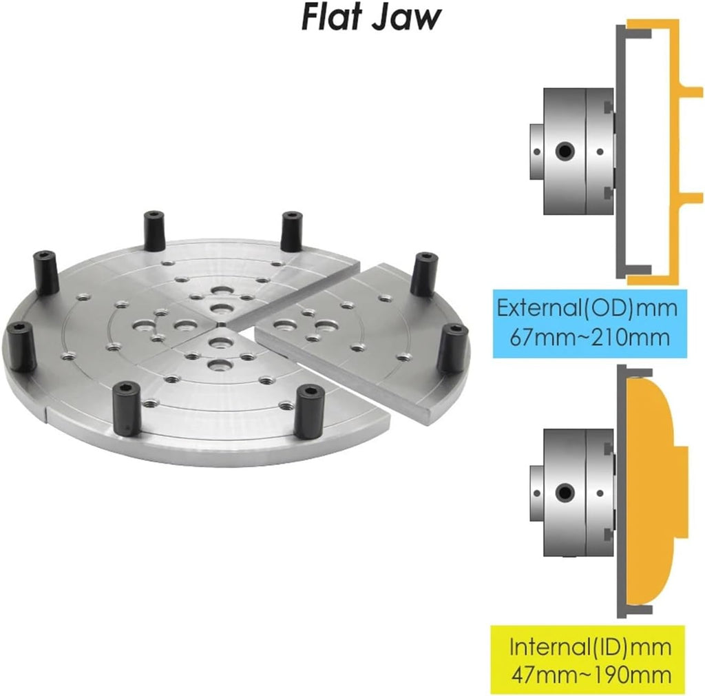 4' Wood Lathe Chuck Step Jaw - High Precision CNC Machined Steel for Enhanced Clamping and Durability,1pcs(Flat Jaw)