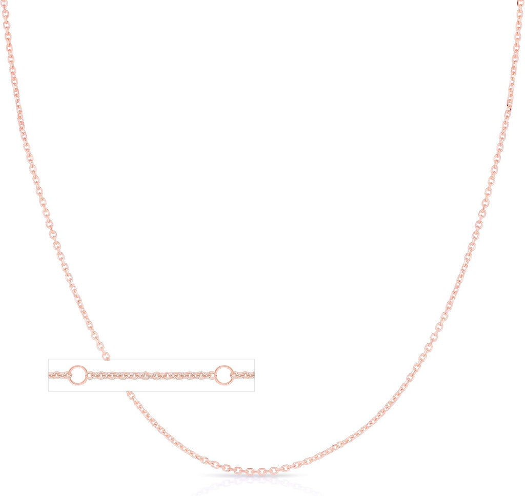 Floreo 10k Yellow Gold, White Gold, or Rose Gold 0.68mm Double Extendable Solid Diamond Cut Cable Chain Adjustable Necklace, 16' - 17' - 18 Inch