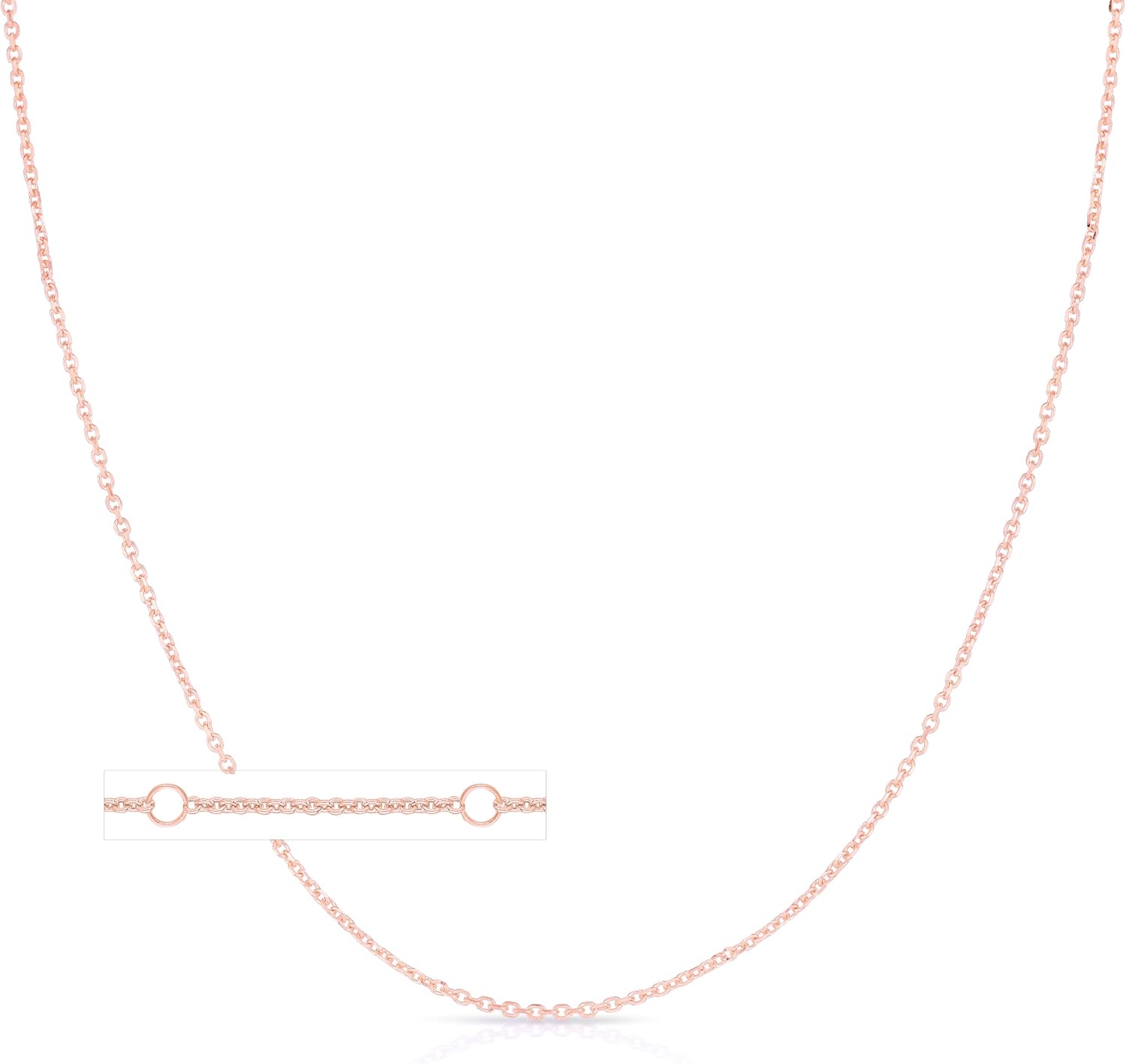 Floreo 10k Yellow Gold, White Gold, or Rose Gold 0.68mm Double Extendable Solid Diamond Cut Cable Chain Adjustable Necklace, 16' - 17' - 18 Inch