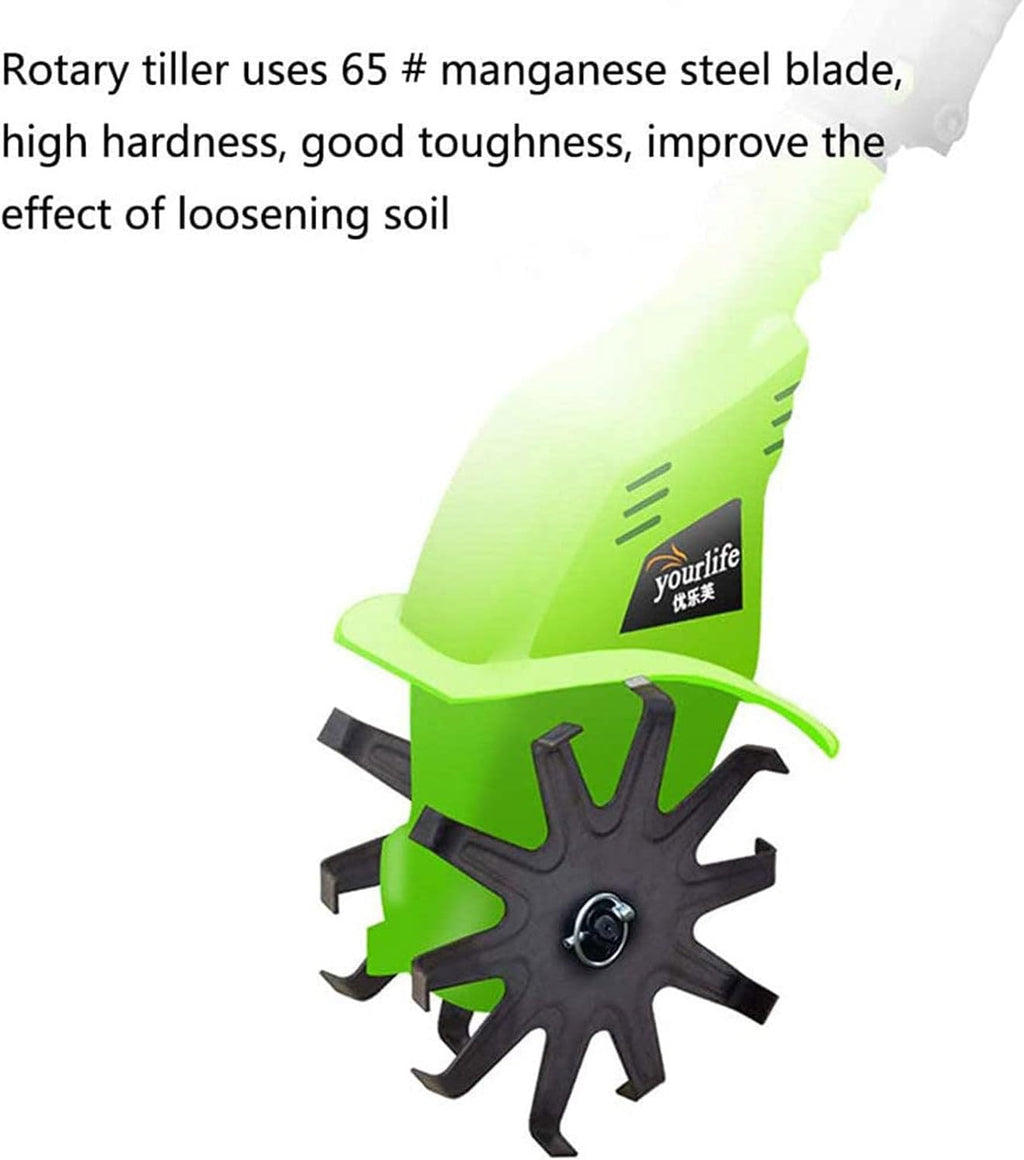 Power Tiller for Gardening Lawn Aerator Cordless Electric Hand Tiller Cultivator Rototiller Trencher 20V 2.0Ah 38'-50' Retractable Pole 9.8' Tilling Depth Powered Tillers