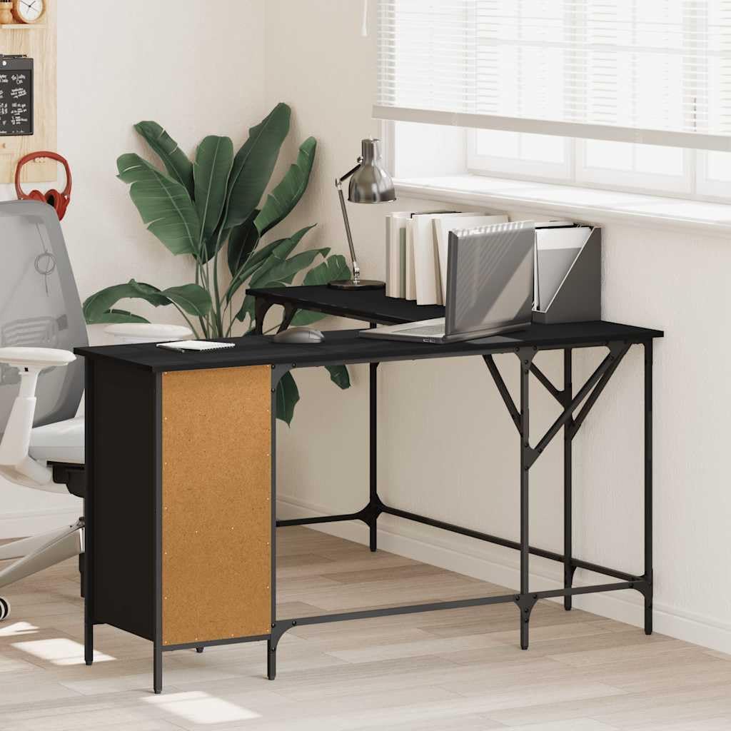L Shaped Computer Desk with Storage Space, Corner Desk L-Shaped Desk PC Desks, PC Work Table for Home Office, Black 55.5'x55.5'x29.5' Engineered Wood,-327