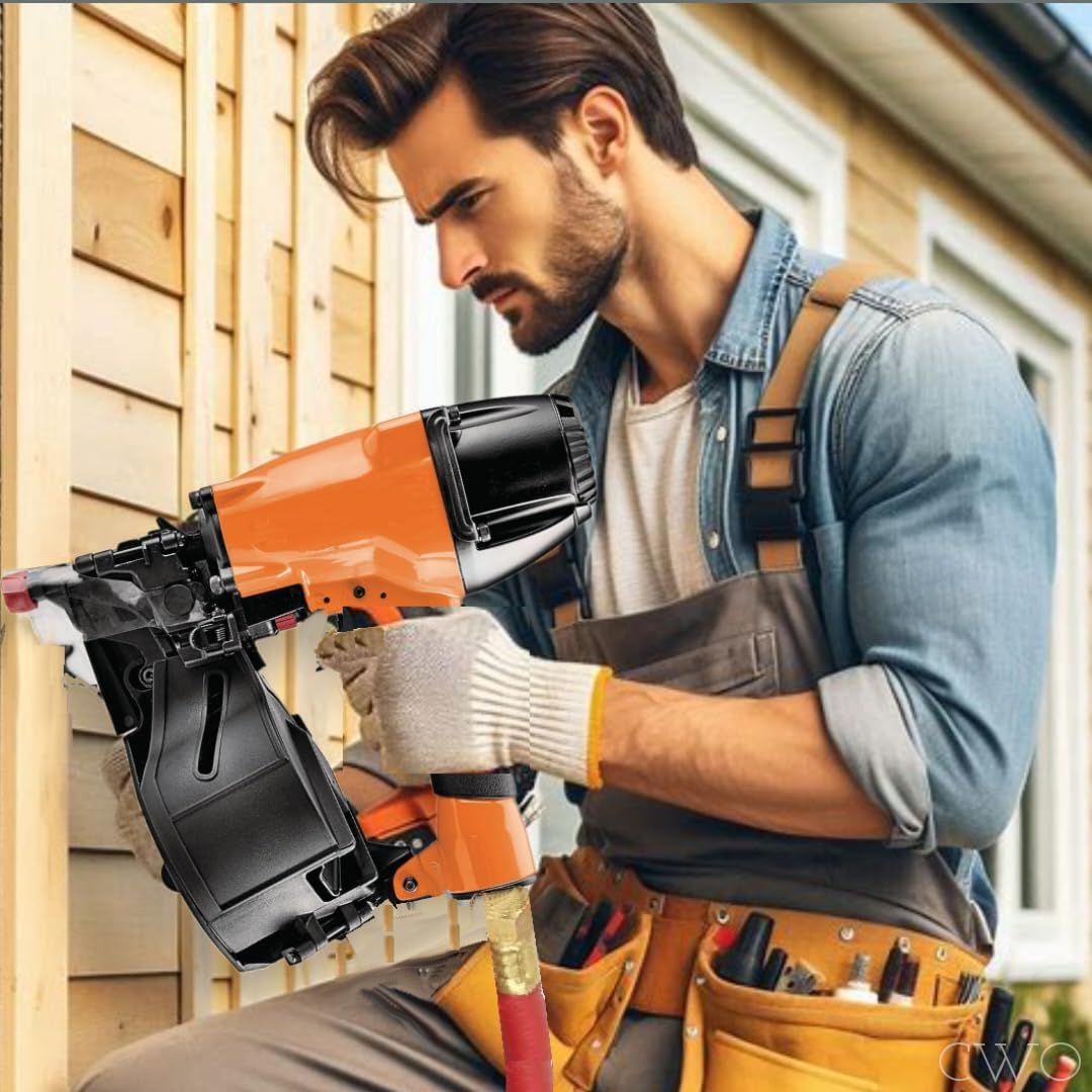 Fits PIERCE 15° Professional Coil Siding Nailer Tool-less Depth Adjustment, Trigger or Bump Fire, High Capacity Fast Side Load Canister, Sinks 2-1/2 in Nails into Fiber Cement, Wood Siding & Planks