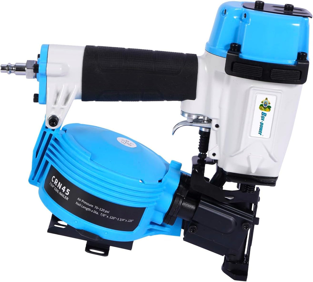 Honduras Style Roofing Nail Gun, 15 Degree CN45N Roofing Nailer 3/4-Inch to 1-3/4-Inch Coil Nails, 120-pcs Load Capacity Coil Nailer