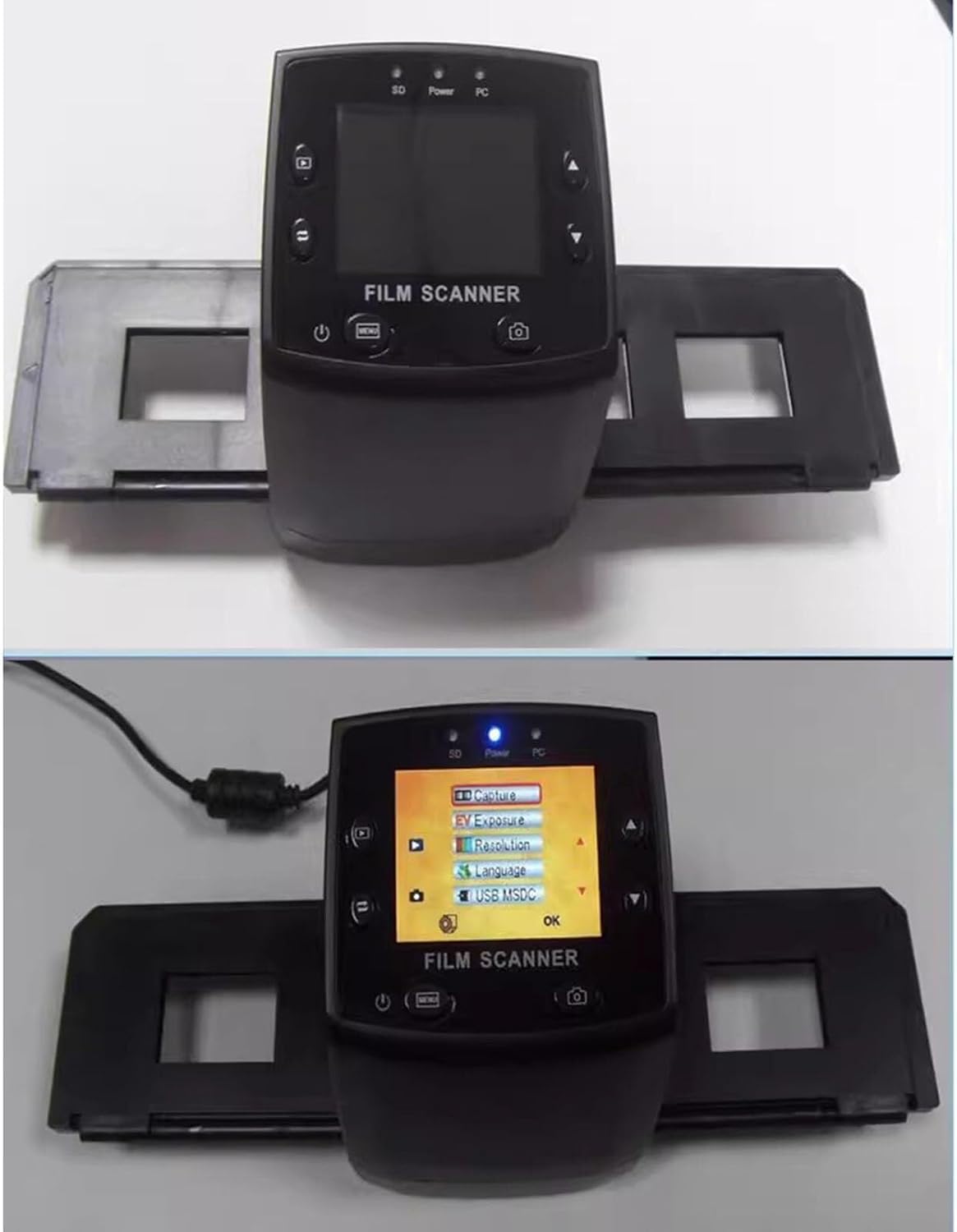 Mini Digital Film Slide Scanner, Negative Viewer, with 2.4 LCD Color Screen, Slide Mounts Feeder, Converts Film Slides to JPEG Images