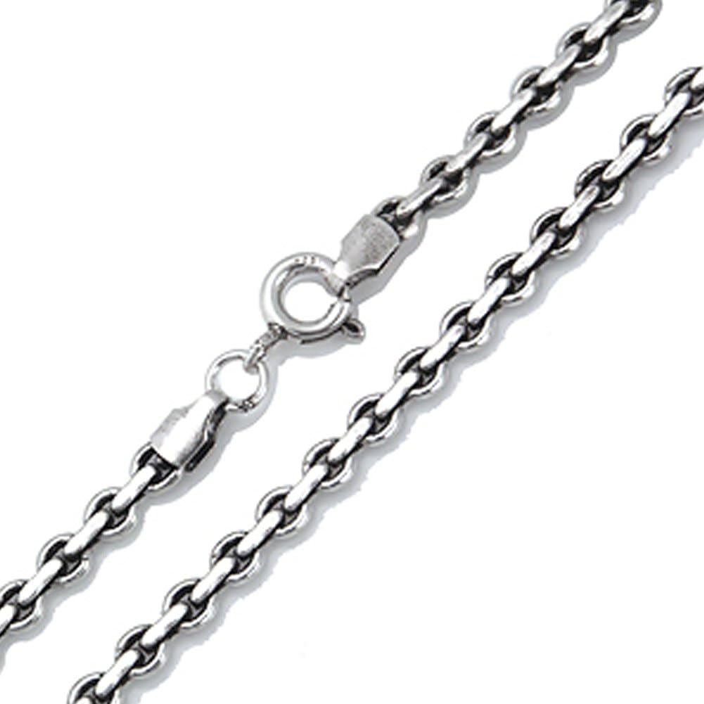 Silvershake Oxidized 3mm 925 Sterling Silver Cable Chain Necklace 22 Inch