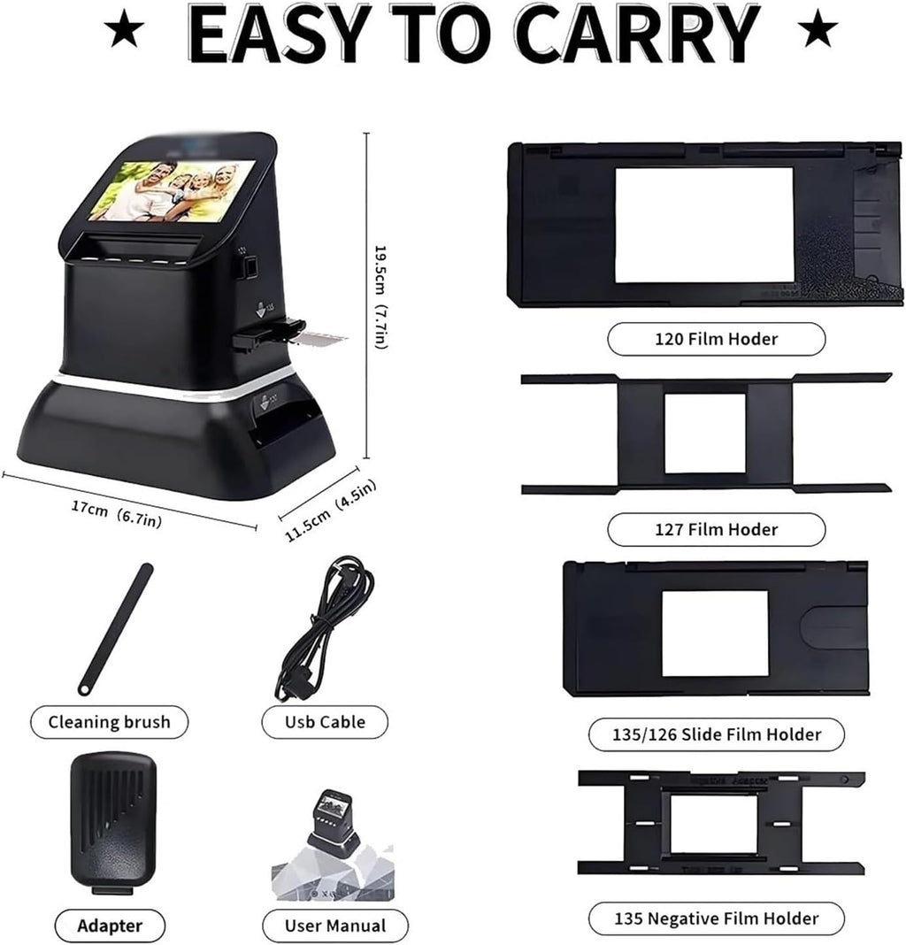 Film Slide Scanner High Resolution 22MP with 4.3' LCD Screen Converts 120/135/126/127 Negatives Slides to Digital JPEG