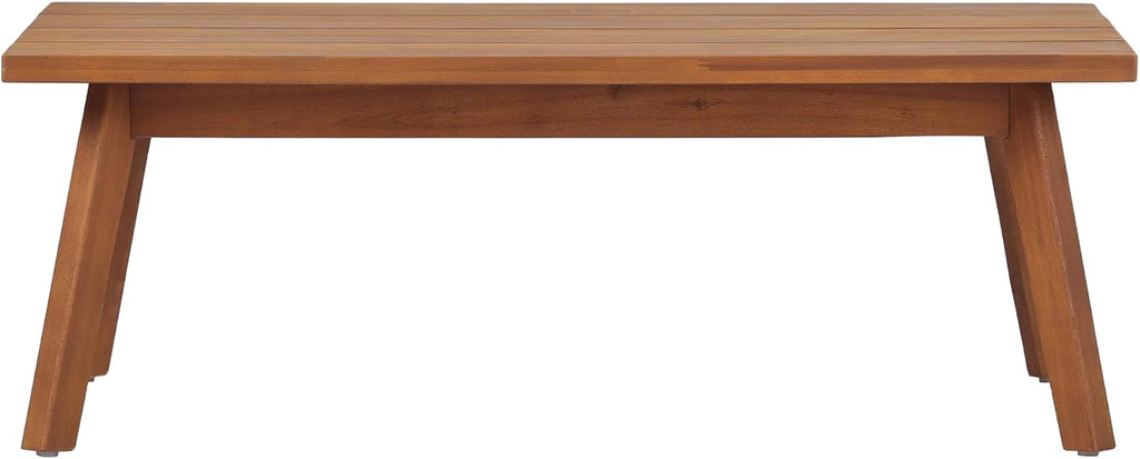 Christopher Knight Home Colmar 2 Pieces Conversation Set, Mid Century Patio Loveseat Sofa and Coffee Table, Outdoor Acacia Wood Loveseat and Table Set with Cushions in Slats Panels Design, Teak+ Beige