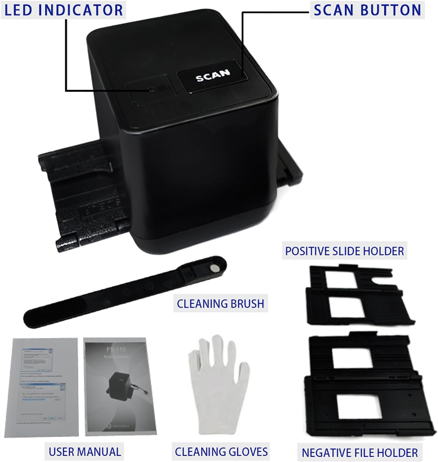 Digital Film Scanner, 17.9 Mega Pixels Negatives Slide Converter, Converts 126/135(35 Mm) Film Negatives and Slides to JPEG Format, One Key Scan and Fast Conversion, for Family, Gifting