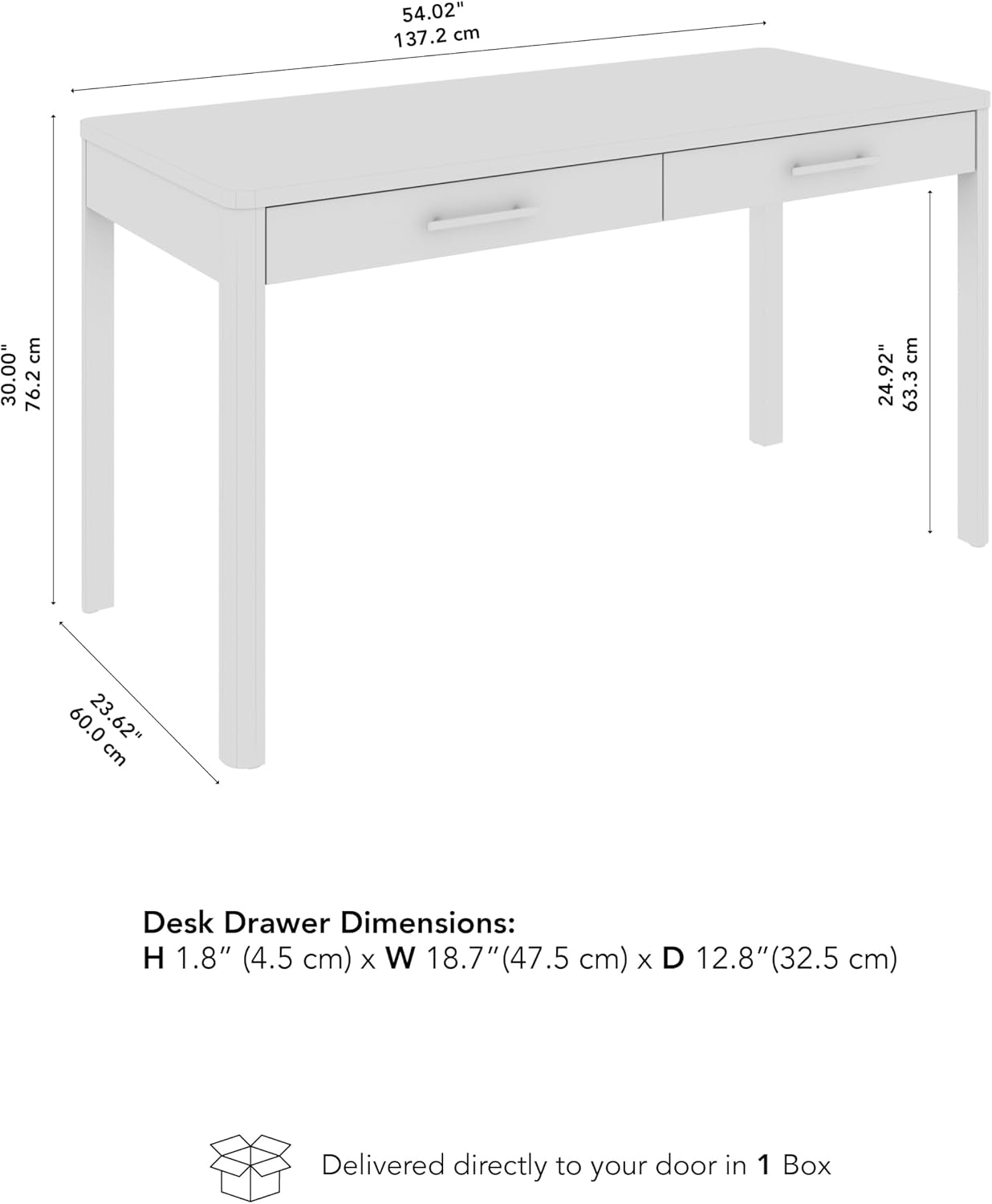 Bush Home Vera 54W Writing Desk, Home Office Furniture, Vera Collection, Natural White Oak