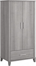 Bush Furniture Somerset Tall Kitchen Pantry Cabinet with Doors and Drawer in Platinum Gray