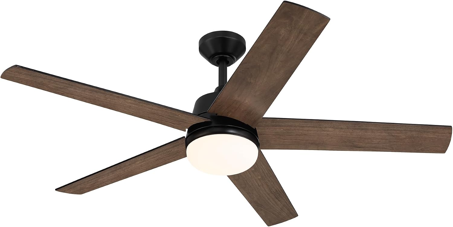 DESIGNERS FOUNTAIN Astrea Smart Ceiling Fan with Lights, 52 Inch LED Light Indoor Outdoor 5-Blade Fan, Remote Control, RGB, Matte Black, FS-ATR52RGB-MB