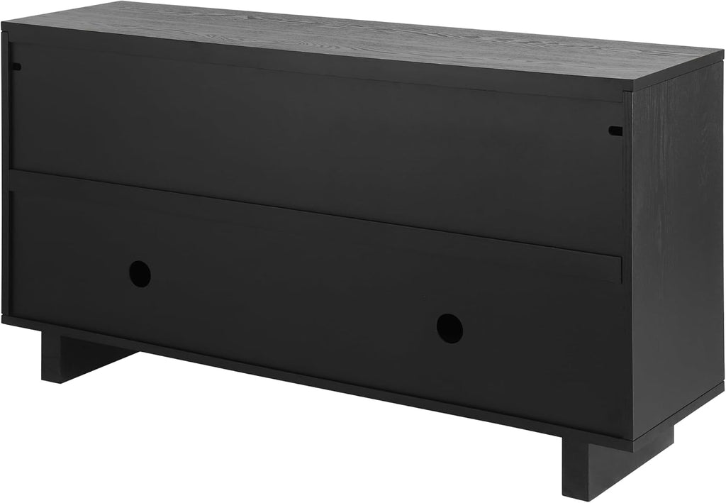 Christopher Knight Home Guke Modern Wooden Kitchen Sideboard Cabinet with Metal Handles, Rectangular Living Room Storage Cabinet with Shelves, Spacious Dining Room Cupboard with 4 Doors, Black