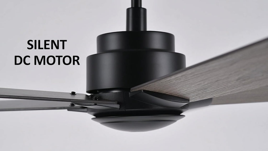 Carro 60 Inch Ceiling Fan without Lights, Black Ceiling Fan with Remote Low Profile, 10-Speed Reversible DC Motor, 5 Wood Finish Blades, Indoor, for Bedroom