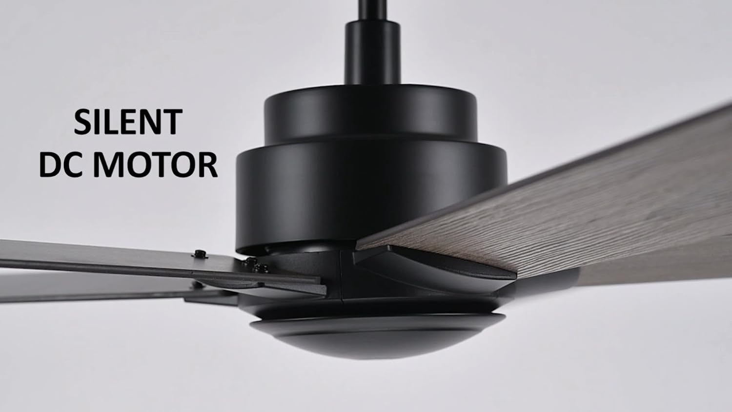 Carro 60 Inch Ceiling Fan without Lights, Black Ceiling Fan with Remote Low Profile, 10-Speed Reversible DC Motor, 5 Wood Finish Blades, Indoor, for Bedroom