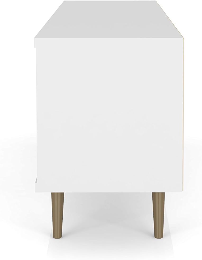 Manhattan Comfort Liberty Mid Century Modern TV Stand for Televisions up to 60 Inches, Bedroom and Living Room Entertainment Center with Storage, Shelves, and Cabinet, 63' Wide, White/3d Print