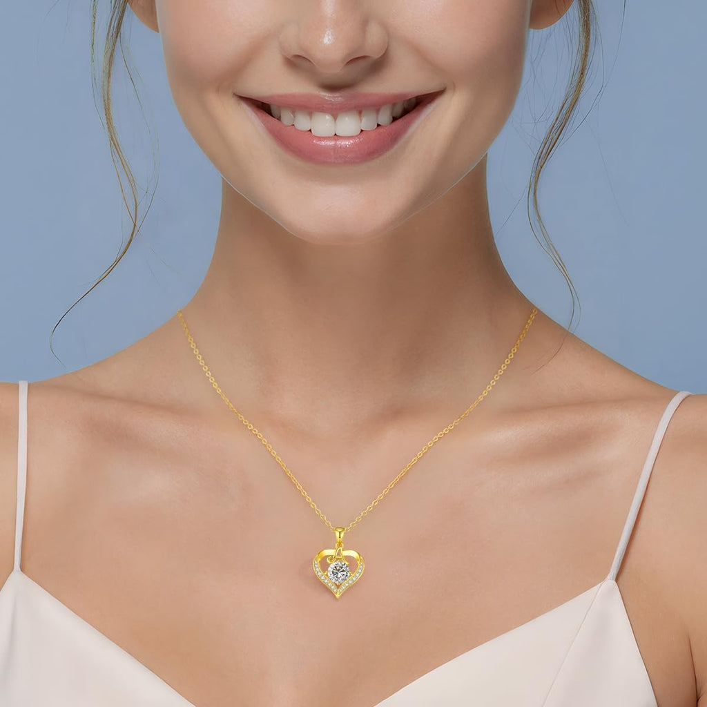 CDE 18K Gold Plated Initial Love Heart 2 Carat Moissanite Necklaces for Women 925 Sterling Silver Jewelry Christmas Anniversary Birthday Present Gifts for Wife Lady Girlfriend Her