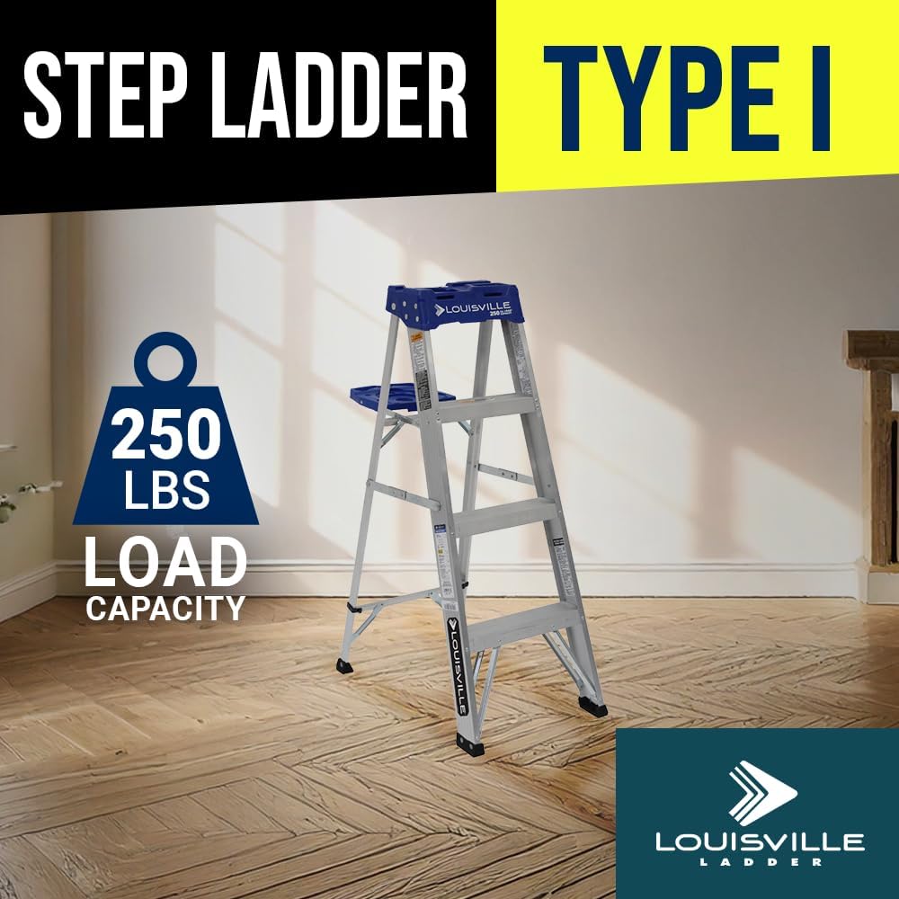 Louisville Ladder 10-Foot Aluminium Step Ladder with Tool Tray, 250-Pound Load Capacity, Type I, AS2110