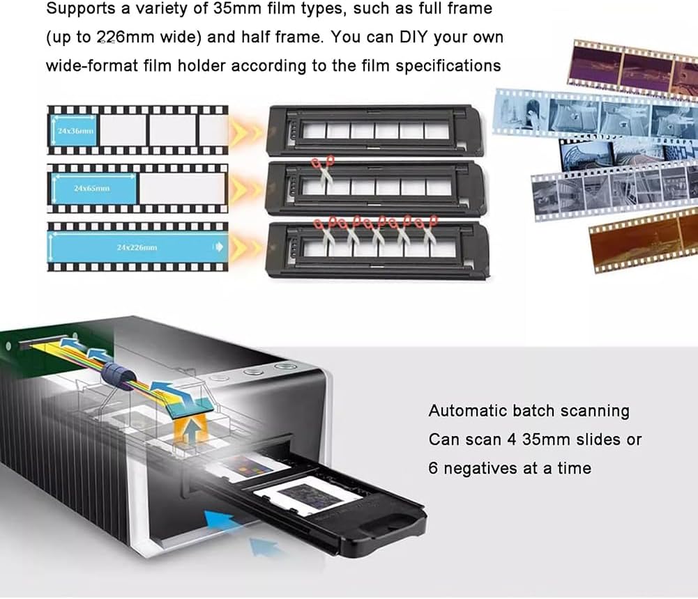 35Mm Digital Film Scanner, 35Mm Slide and Film Viewer, Converts 35Mm Film to JPEG Digital Images, Wide Format Infrared Film Scanner