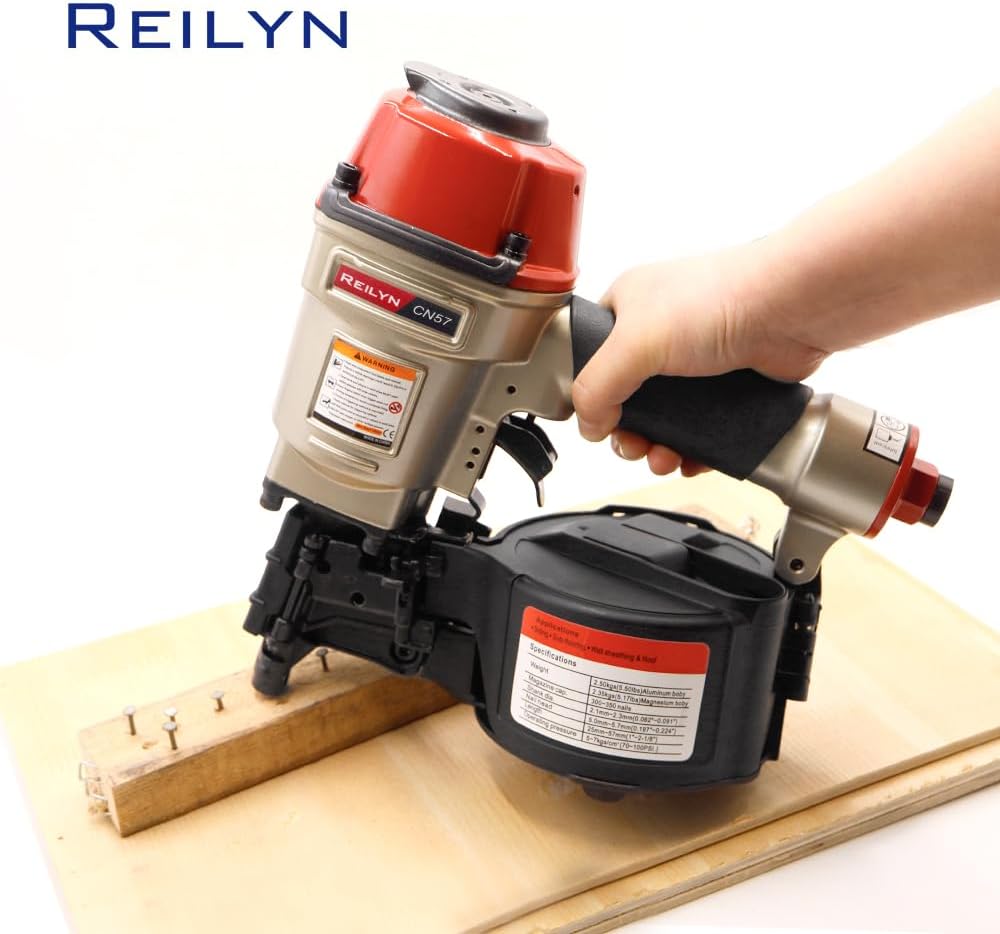 Coil Siding Nailer CN57, 15 Degree Professional Coil Nailer, 1 Inch to 2-1/4 inch Siding Nail Gun, Roofing Nail Gun for Siding Sheathing Fencing Decking Woodworking
