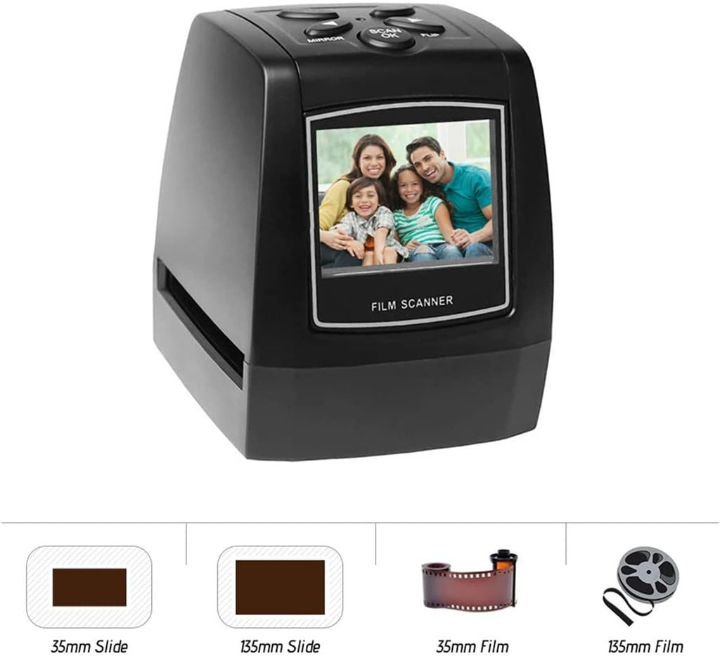 Portable Negative Film Scanner, 35mm/135mm Slide Film Converter Photo Digital Image Viewer Scanner for Scanned Slides, Films, Restore Old Pictures