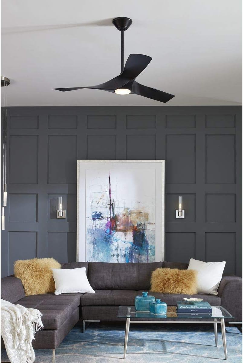 Ryne Collection 52-Inch 3-Blade Matte Black LED Transitional Indoor/Outdoor DC Ceiling Fan