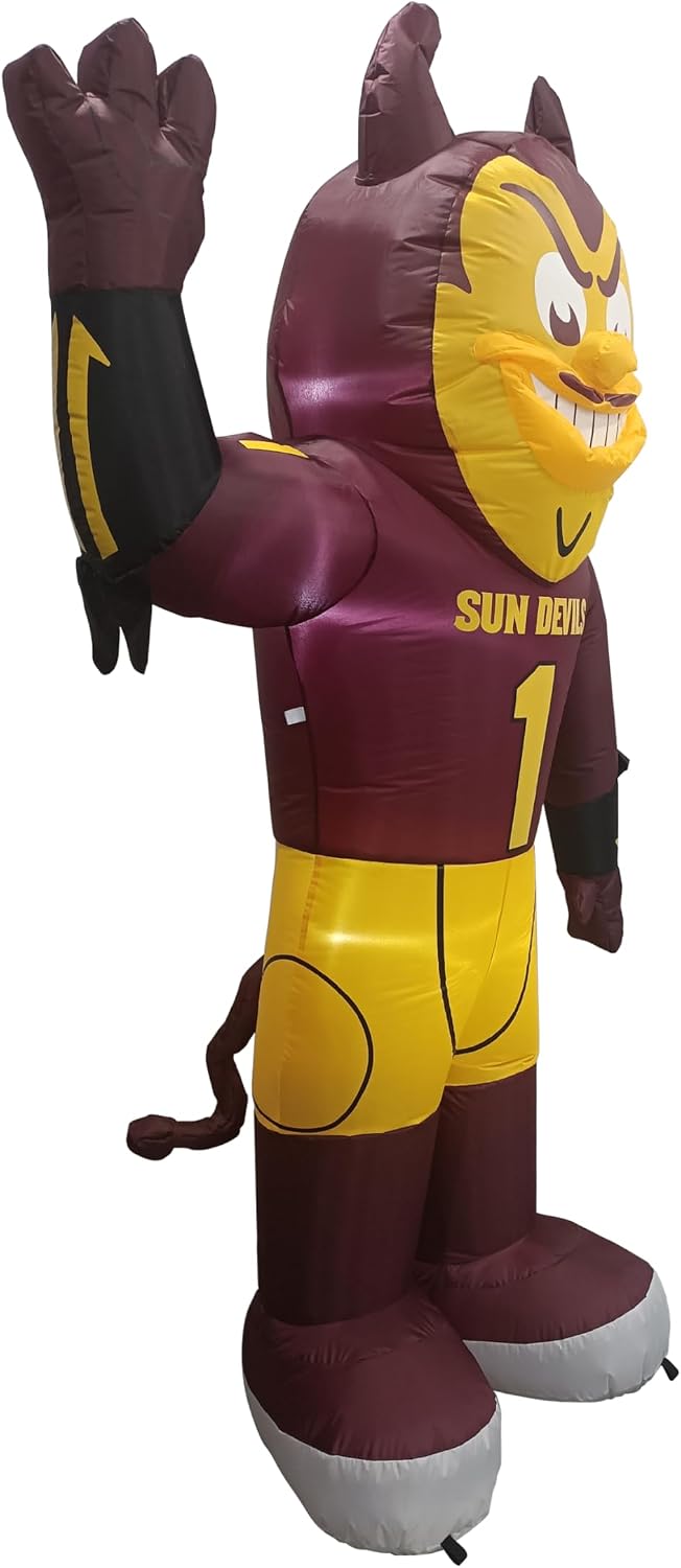 Logo Brands NCAA Arizona State Sun Devils 7 FT Inflatable Mascot -Powerful 12V Blower & Fast Setup – LED Yard Decoration for Game Day, Tailgates, Holidays – NCAA Team Outdoor Décor