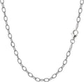 Jewelry Affairs Sterling Silver Rhodium Plated Oval Rolo Chain Necklace, 3.5mm