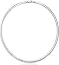 Savlano 925 Sterling Silver 6MM Italian Solid Flat Omega Chain Necklace for Women - Made in Italy Comes With a Gift Box