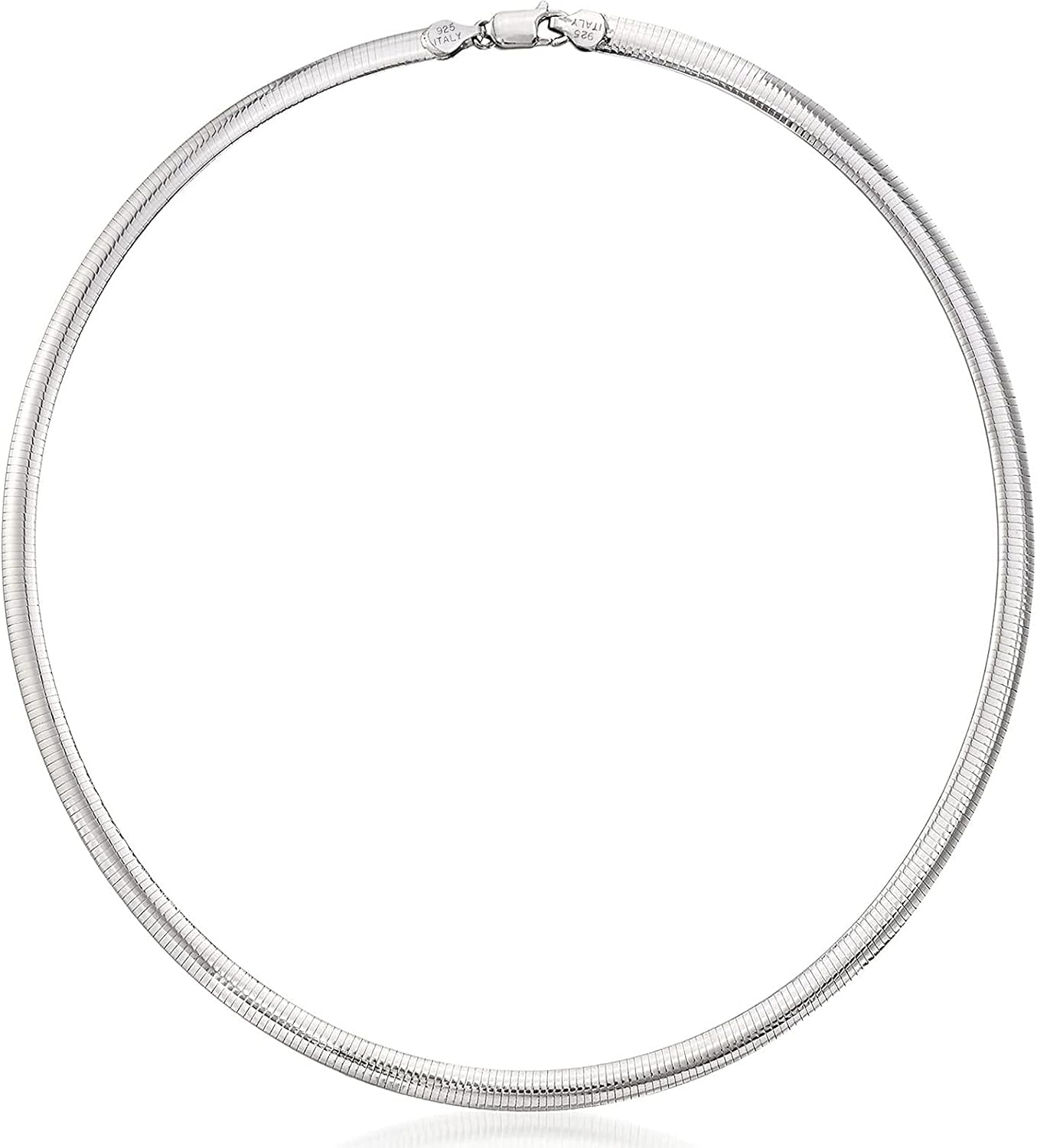 Savlano 925 Sterling Silver 6MM Italian Solid Flat Omega Chain Necklace for Women - Made in Italy Comes With a Gift Box