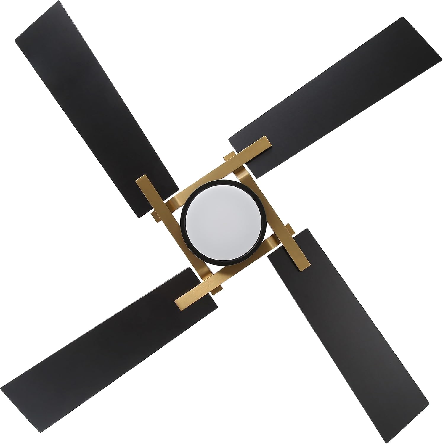 WINGBO 54 Inch Ceiling Fan with Light and Remote, 4 Plywood Blades, 6-Speed Reversible DC Motor, Dimmable, 3CCT, Farmhouse Ceiling Fan for Bedroom Living Room Kitchen, Brass and Black