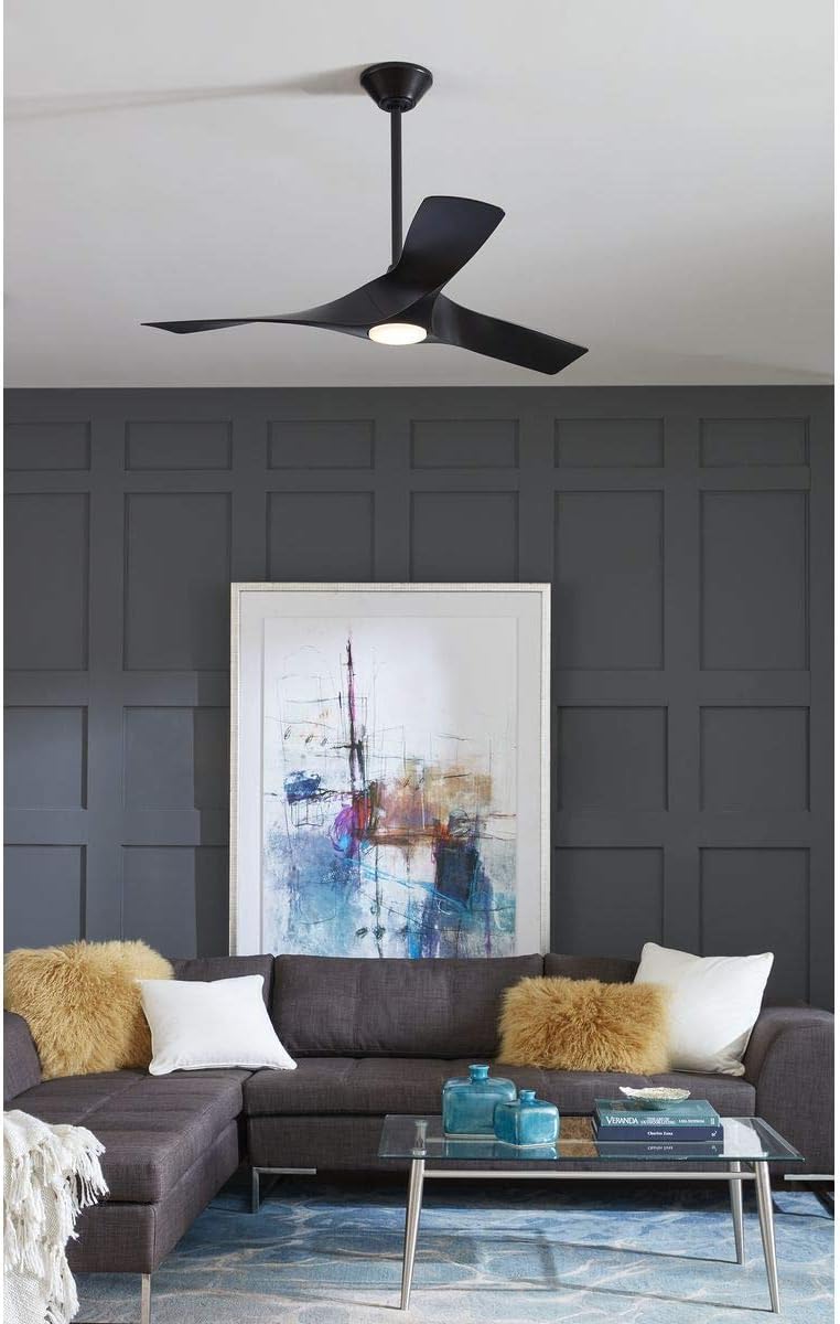 Ryne Collection 52-Inch 3-Blade Matte Black LED Transitional Indoor/Outdoor DC Ceiling Fan